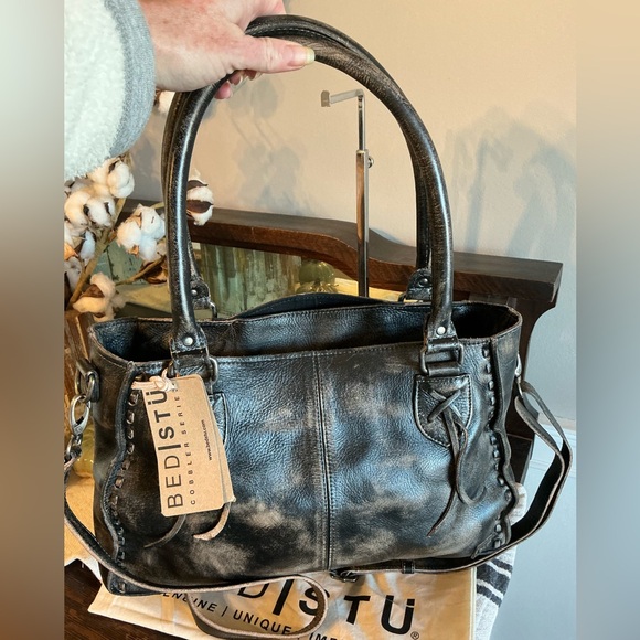 NWT Bed Stu Rockababy Satchel Shoulder Crossbody Black Hand Wash MSRP $270 - Picture 3 of 14